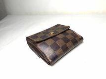 358 1円 LOUIS VUITTON ルイヴィトン N61652 ダミエ ポルトモネ ビエ カルトクレディ Wホック 三つ折り 財布 ウォレット ブラウン系_画像4