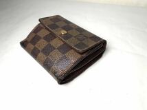 358 1円 LOUIS VUITTON ルイヴィトン N61652 ダミエ ポルトモネ ビエ カルトクレディ Wホック 三つ折り 財布 ウォレット ブラウン系_画像3