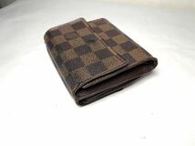 358 1円 LOUIS VUITTON ルイヴィトン N61652 ダミエ ポルトモネ ビエ カルトクレディ Wホック 三つ折り 財布 ウォレット ブラウン系_画像6