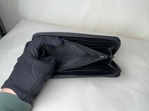 422 1円 ■美品■ PRADA プラダ 506 サフィアーノレザー ラウンドファスナー 二つ折り 財布 ウォレット 小銭入れ ブラック系_画像8