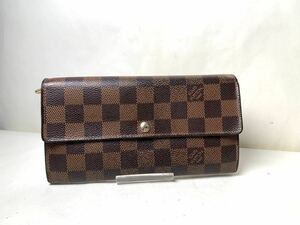 1 美品　1円 LOUIS VUITTON ルイヴィトン N61734 ダミエ ポルトフォイユサラ 二つ折り 長財布 ウォレット レディース ブラウン系