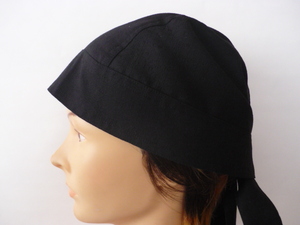  prompt decision * bandana cap [ ground pattern plain black ] Met in na- cap * head LAP * hand made * free shipping 