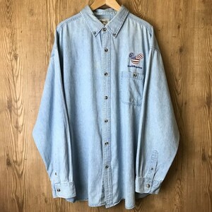 90s VINTAGE Walt Disney ボタンダウン デニム 長袖シャツ メンズXXLサイズ 90年代 ヴィンテージ 古着 e24031420