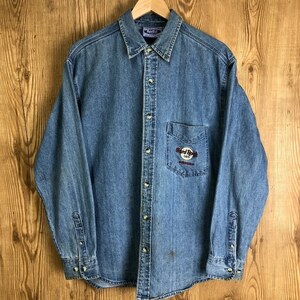 90s VINTAGE HARD ROCK CAFE ハードロックカフェ 長袖デニムシャツ メンズ サイズＳ 90年代 ヴィンテージ 古着 e24031009