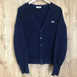 フランス製 70s VINTAGE LACOSTE ニット カーディガン メンズMサイズ程 70年代 ラコステ フララコ 古着 e24030907