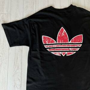 美品　90s ビンテージ　アディダス　adidas 半袖　Tシャツ　USA製　Lサイズ ヴィンテージ　古着　vintage トレフォイル　黒　ブラック