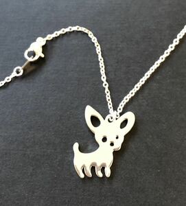 犬 デザイン レディース ネックレス チワワ かわいい おしゃれ アクセサリー シルバー 小型犬 子犬 dog Necklace