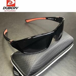 DUBERY サングラス 偏光グラス UV400 軽量 車 釣り アウトドア スポーツサングラス スポーツ ドライブ レッド ブラックの画像1