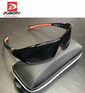 DUBERY サングラス 偏光グラス UV400 軽量 車 釣り アウトドア スポーツサングラス スポーツ ドライブ レッド ブラック