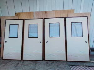 木製建具4本で１セット　フスマ　引戸　リフォーム 　内装 建築 大工 インテリア 古民家 和室　DIY リノベーション
