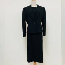 a03820 東京ソワール SOIR BENIR セットアップ ジャケット ワンピース 礼服 ブラックフォーマル 9 黒 肩パット フォーマルイブニングウェア_画像1