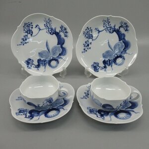 1円～ Meissen マイセン ブルーオーキッド カップ＆ソーサー トリオ 計6点 陶器 テーブルウェア 食器 153-2523428【O商品】