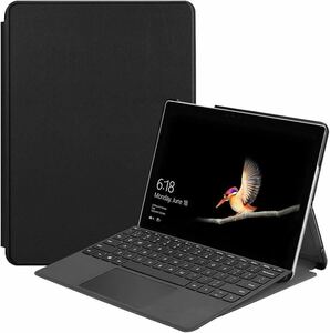 Surface Go2 ケース BB1064 スタンド機能付き 開閉式三つ折薄型スタンドケース PUレザー Surface Go カバー (ブラック)