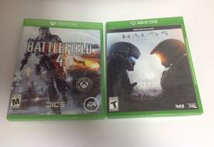 中古品 北米版 Xbox Oneソフト 2枚セット バトルフィールド4 BATTLE FIELD 4 / Halo5 guardians