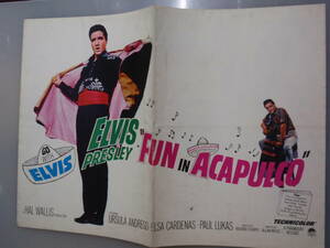 映画プレスシート　エルビス・プレスリー　アカプルコの海　ELVIS PRESLEY　B4横判　二つ折り