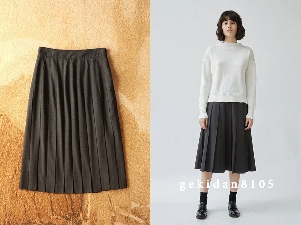 MARGARET HOWELL マーガレットハウエル 2018 新型 FINE WOOL POPLIN ナロープリーツ スカート 41,800円 未使用