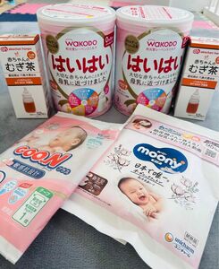 ☆値下げ☆【未使用未開封】育児グッズセット（はいはい・麦茶・新生児オムツ2種） 