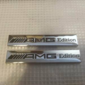 【送料込】AMG(Mercedes-AMG) エンブレムプレート 黒文字　縦1.0cm×横6.0cm　2枚組　金属製