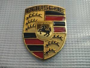 【送料込】PORSCHE(ポルシェ) 3Dエンブレム(両面テープ付) 縦6.8cm×横5.2cm 金属製