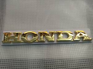 【送料込】HONDA 3Dエンブレム(両面テープ付) ゴールド 縦2cm×横15cm ホンダ 金属製 