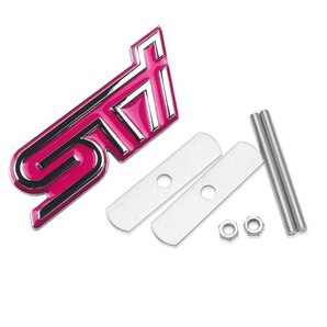 【送料込】STI 3Dエンブレム (Fグリル用) ピンク／メッキ 縦3.6cm×横9.3cm 金属製 スバル の画像1