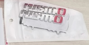 【送料込】NISMO(ニスモ) 3Dエンブレム 2枚組 メッキシルバー ミニサイズ 縦1.3cm×横6.5cm 金属製 日産 GTR