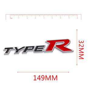 【送料込・在庫有】TYPE R 3Dエンブレム(縦3.2cm×横14.5cm) 黒　ホンダ 無限 金属製