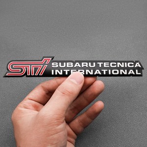 【送料込】STI 3Dエンブレムプレート 縦2.8cm×横16cm厚さ１mm アルミ製 スバル SUBARU