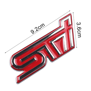 【送料込】STI 3Dエンブレム (両面テープ) ピンク／メッキ 縦3.6cm×横9.2cm 金属製 スバル の画像2