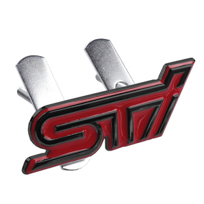 【送料込】STI 3Dエンブレム (Fグリル用) レッド／ブラック 縦3.6cm×横9.3cm 金属製 スバル の画像1