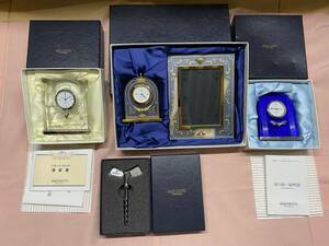 御木本　ミキモト　MIKIMOTO 置時計　おきとけい　時計　置物　3個セット+１個お土産　Ｗ001