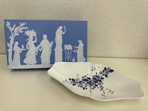 A113-S3-13807 JWEDGWOOD ウエッジウッド ストロベリーブルーム インディゴ マルチディッシュ プレート ひし形 オーバル 約31cm 現状品①