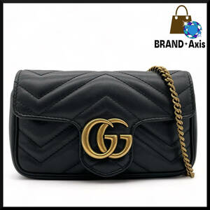 *[ as good as new!!] Gucci GUCCI GGma-monto leather super Mini shoulder bag lady's black 476433*