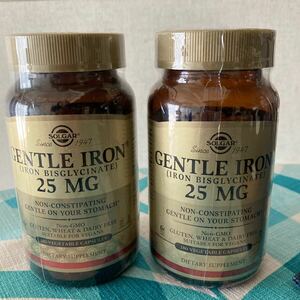 キレート鉄　サプリ　solgar gentle iron 25mg 180錠　2瓶 鉄サプリ