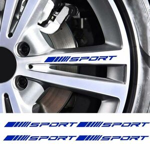 ■SPORT◆スポーツ☆ ステッカー青シール　デカール4枚/トヨタ 日産 スバル スズキ ダイハツ マツダ 三菱 ホンダＶＷに/定形発送 OK