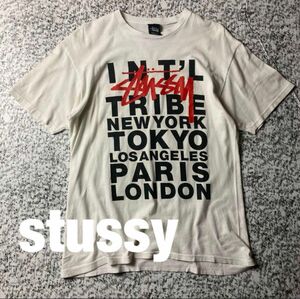 メキシコ製　ステューシー　ワールドツアー　両面プリントTシャツ ホワイト　Mサイズ 古着　ストリート 半袖 