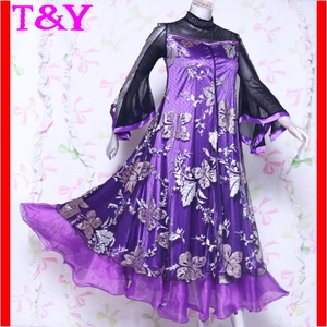 カラードレス　T&Y　ロングドレス　大きいサイズ　変わり袖　ダンス衣装　発表会　舞台衣装　中古