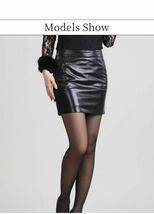ミニスカート タイトスカート レザースカート ソフト ラムレザースカート レディース qz84 黒L_画像5