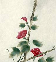 【模写】朝美「朝顔」掛軸 絹本 花図 日本画 日本美術 あさがお 人が書いたもの k032213_画像7