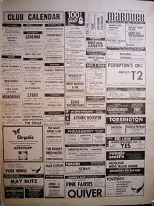 AFFINITY／RENAISSANCE／YES etc◎CLUB CALENDAR 1970◎プログレ／アシッド／ジャズロック - 英ロック黄金時代の空気を伝える貴重資料!!