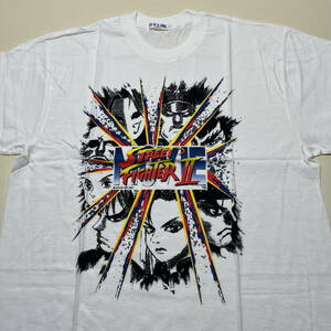 ★STREET FIGHTER 2★ストリートファイター2 Tシャツ Lサイズ 1993年 当時物 グンゼ製★丸首 白 カプコン レトロ ゲーム ビンテージ