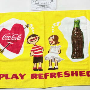 ★Coca-Cola★コカコーラ レトロ デザイン フェイスタオル 黄色 80×33cm 未使用品　非売品★ノベルティグッズ 瓶