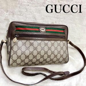 美品 オールドグッチ GUCCI シェリーライン PVC ショルダーバッグ GG