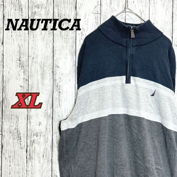 NAUTICA ノーティカ　メンズ　ニット　USA ハーフジップ　ゆったり 春　秋