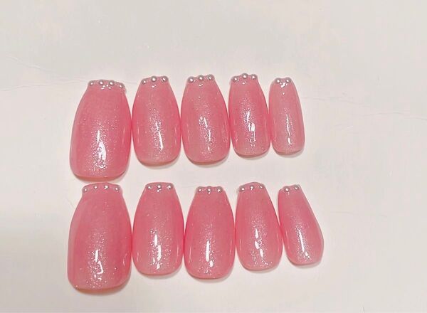 シンプルネイル ピンク パール