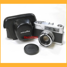 ●フィルムカメラ●MINOLTA HI-MATIC 7S レンズ ROKKOR-PF 1:1.8 f=45mm ミノルタ 本革ケース キャップ付き●_画像1