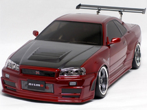 タミヤ R34 GT-R Z-tune 塗装済完成ボディ　フロストレッド／ガンメタル_画像1