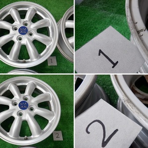 ★ MINILITE アルミホイール 4本セット 15x4.5J シルバー 4H PCD100 OFF+45 ハブ径54mm センターキャップ付 ★ 2梱包発送予定 ★の画像3