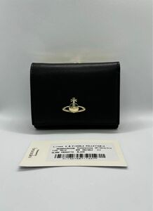 新品 Vivienne Westwood ヴィヴィアンウエストウッド　ミニウォレット　三つ折り財布　ブラック　黒色