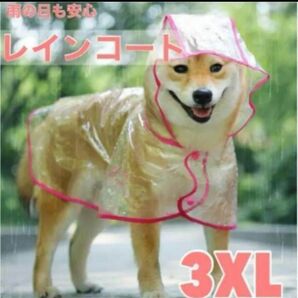 レインコート ポンチョ レインポンチョ 中型犬 ３ＸＬ ビニール 散歩 ピンク 犬